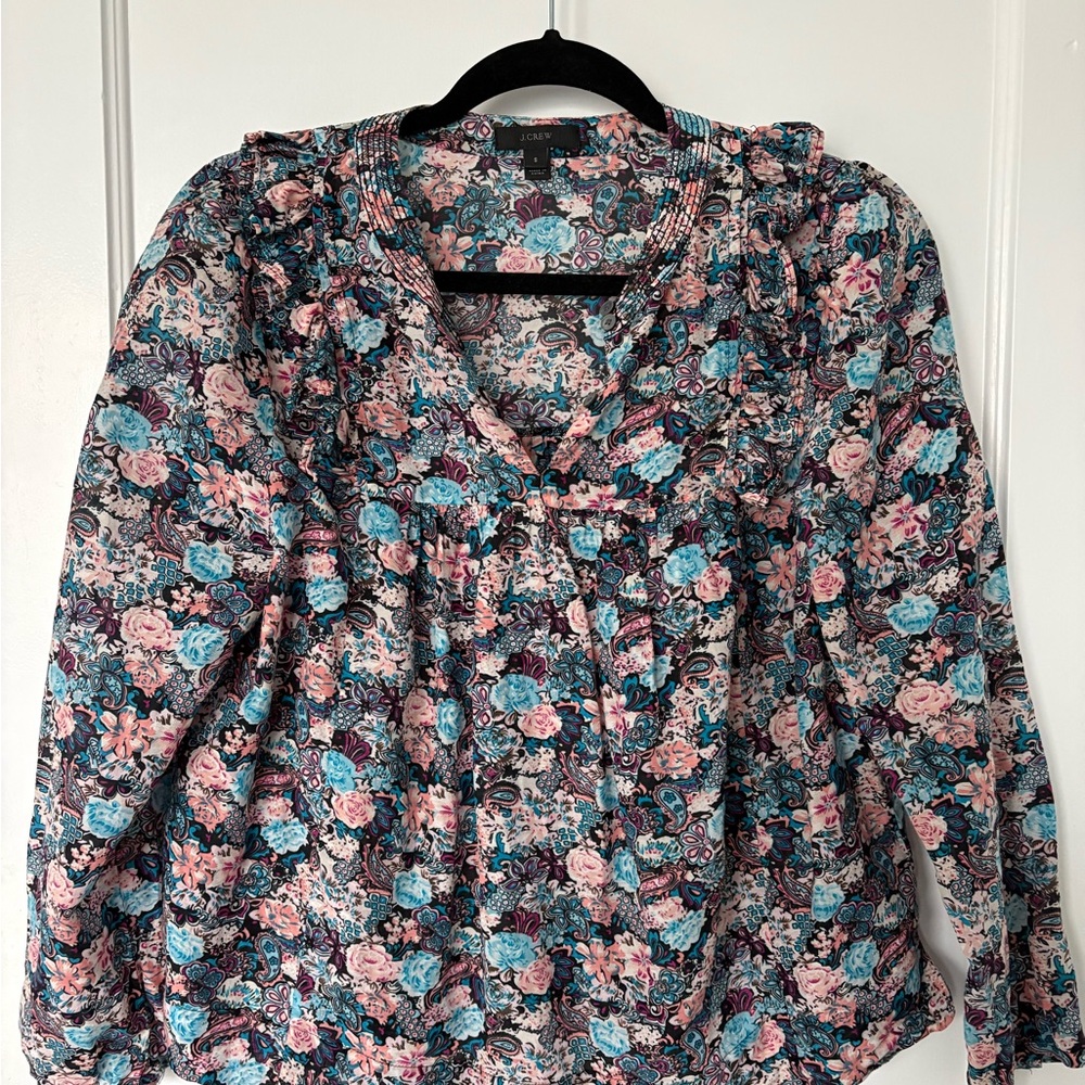 J. Crew Multicolor Floral Blouse
